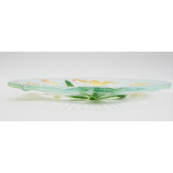 Sydenstricker Fused Glass Daffodil Salad Plate 8-3/4 Inch Yellow Green - Picture 2 of 7